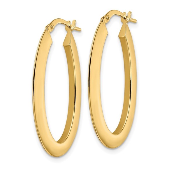 14K Polished Oval Hoop Earrings - Picture 4 of 4
